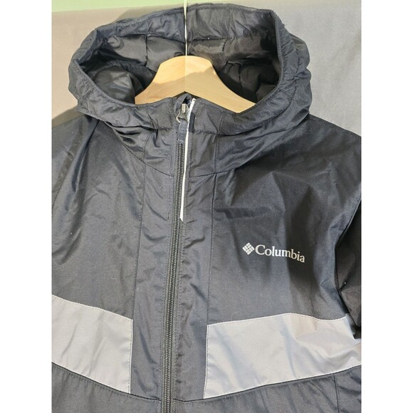 Columbia Hooded Winter Jacket Kids Small 8 Black Grey Full Zip Insulated - Picture 4 of 10